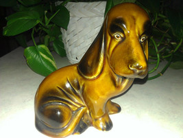 Vintage Ceramic Brown 6&quot; BASSET HOUND DOG Figurine Marked #415 Made in Brazil - £7.11 GBP