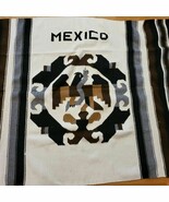 Vintage Mexico Handmade Mexican Blanket Black Brown White 49x80&quot; - $46.63 CAD