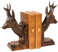 Bookends Deer Head Mountain Hand Painted Resin Fine Details OK Casting USA Made - £247.00 GBP