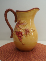 FITZ & FLOYD Rare Del Vino Pitcher 3 Dimensional Leaves Grapes 10.5" High - $48.61