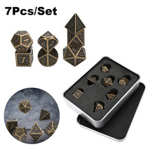 7Pack/Set Antique Metal Polyhedral Dice Dnd Rpg Mtg Role Playing Game+Me... - £23.17 GBP