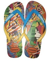 Disney x Havaianas GOOFY Yellow &amp; Blue Brazilian Flip Flops Men&#39;s Size 13 US NEW - £12.44 GBP