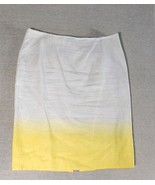 J Crew Linen Skirt Womens Cream Yellow Ombre Poly Cotton Lined Back Zip ... - $24.69 CAD