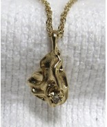 14k Yellow Gold Diamond Nugget Pendant 24&quot; Singapore Chain 2.7g Italy CD... - $5,089.07 MXN
