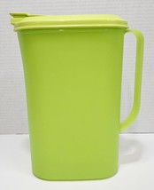 Pre Owned Tupperware Slim Lime Pitcher 2009f-1 Flip Top Lid 2010d-1 Lime Green - £11.40 GBP