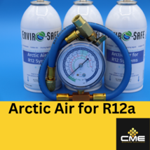 Arctic air 12, Auto AC Refrigerant support, 3 cans &amp; brass charging gauge - £48.35 GBP
