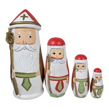 Vintage Santa Claus Saint Nick Christmas 4 Wooden Nesting Dolls Set Russian Doll - £31.00 GBP