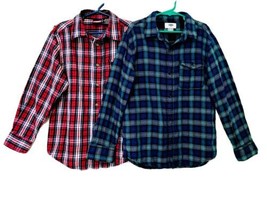 Set of 2 Old Navy &amp; Wrangler Boys Size 8 Plaid Button Up Long Sleeve Shirts - £14.91 GBP