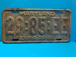 Old Vtg Collectible Auto Vehicle License Plate Maryland 29:85:EE Exp 4-3... - £23.73 GBP