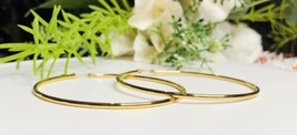 Simple Gold Hoop Earrings 2.25 Inch Thin Lightweight - £11.75 GBP