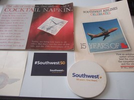 Miscellaneous Southwest Airlines Items - 2 Booklets, 2 Stickers, Magnet, Coaster - £14.07 GBP