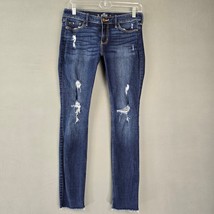 Hollister Women Jeans Size 5 Slim Juniors Blue Y2k Grunge Rips Distressed Skinny - £11.49 GBP