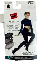 Women&#39;s Hanes Premium Perfect Blackout Tights Black Medium NWT - £6.61 GBP