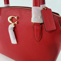 Coach Remi Electric Red Pebbled Leather Gold C Crossbody Satchel Bagnwt! - £166.40 GBP