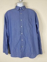 Van Heusen Men Size L Blue Pinstriped Button Up Shirt Long Sleeve Classic Fit - £6.18 GBP