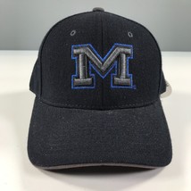 University of Michigan Fitted Hat 6 3/4 Black Blue Gray Block M Curved Brim - £10.92 GBP