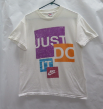 Vtg Nike Gray Tag Just Do It Gray White Cement Print Stitch T Shirt Tee USA - £55.75 GBP