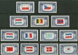 1943-44 Overrun Countries Issue Set of 13 Mint NH Postage Stamps Scott 909-21 - £3.95 GBP