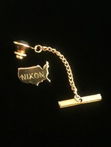 Vintage 60s NIXON Gold USA Tie Tack with Chain- rare!