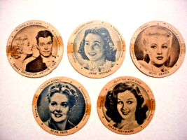 (5) 1940&#39;s Dixie Cup Lids-Famous Actors and Actresses - $15.00