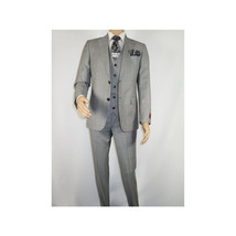 Men Suit BERLUSCONI Turkey 100% Italian Wool Super 180's 3pc Vested #Ber10 Gray image 2