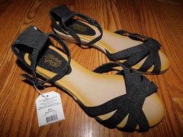 Faded Glory Low Wedge Black Sandals Size 6 Brand New - £15.69 GBP