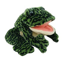 FAO Schwarz Soft Hand Puppet Croaking Bull Frog Toad Stuffed Animal Plush Toy - $24.75
