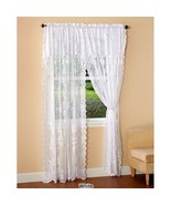 Renaissance Home Fashion Lace white with attached valance window curtain... - £18.68 GBP