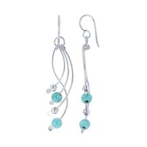 Sterling Silver Swirl Earrings with Imitation Turquoise - £32.15 GBP