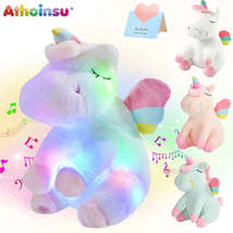 LED Rainbow Unicorn Doll Toys Animal Soft Music Plush Doll Stuffed Sleeping Unic - £5.70 GBP+