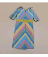 Vintage Barbie Best Buy Clothes Doll  #9155 Pastel Rainbow Striped Dress - £14.53 GBP