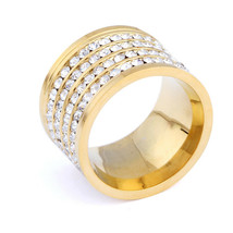 Deluxe BIG 14K Gold Plated CZ Micro-Pave GP HipHop S 6-9 Men Women Ring - £16.59 GBP