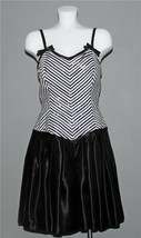 VTG Reggio Sequin Chevron Stripes Flared Pleated Skirt Strap Dress Wms 1... - £37.56 GBP
