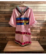 Disney Authentic Mulan Costume Dress Pink Satiny Girls Size M 7/8 Dress up - £15.68 GBP