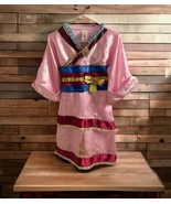 Disney Authentic Mulan Costume Dress Pink Satiny Girls Size M 7/8 Dress up - $19.79