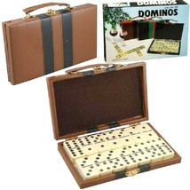 Dominoes Double Six Leatherette Case Standard Size Tile Thick 28 Pc Domino Game - $15.83