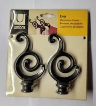 Umbra Eva Decorative Finials Black Curtain Rod Endcap - $22.76