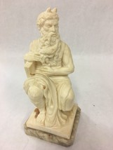 Vintage Small Statue Sculpture Alabaster Moses W/ Tablets marble base - £31.15 GBP