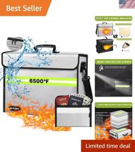Fireproof Money Bags with Lock-6500°F Fireproof Document Box,10 Layers I... - $97.33