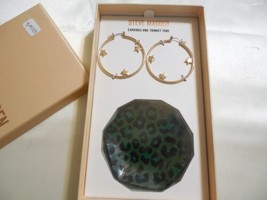 Steve Madden Medium Gold Star Hoop 1-3/4&quot; /Trinket Tray Gift Set SM102 $32 - £11.06 GBP