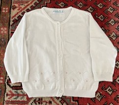 Feltman Brothers White Knit Sweater Button Down embroidered 24 months 2T... - £19.38 GBP