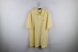 Vtg 90s Ralph Lauren Mens XL Pique Cotton Collared Golf Polo Shirt Yellow USA - £34.96 GBP