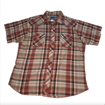 Wrangler Mens Pearl Snap Shirt Red Plaid Western  American Cowboy Size XL - $15.99