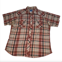 Wrangler Mens Pearl Snap Shirt Red Plaid Western  American Cowboy Size XL - £12.09 GBP