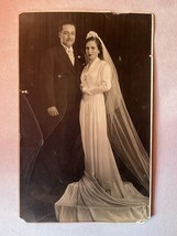 Antique Photograph Photo Mexican Bride Couple Wedding Studio From 1930&#39;s #1 - £10.83 GBP