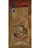 Vintage Peanuts SNOOPY Flying Ace Brown Paper LUNCH BAGS &quot;RATIONS&quot;  20 P... - £8.34 GBP