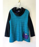 Margaret Winters Size M Knit Sweater Cowl Neck Art Colorful Pockets Long... - $31.42