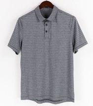 Lululemon Evolution Polo Shirt Mens Small Blue Striped Short Sleeve - £19.81 GBP