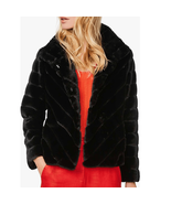 Bernardo Chevron Faux Fur Jacket, Black, Size Medium (8/10), Classic Chi... - $190.11 CAD