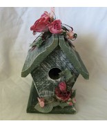 Green Distressed Wood Rose Decorated Birdhouse - $38.04 CAD